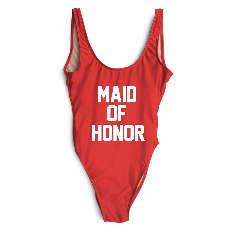 Новинка 2020 женский слитный купальник с надписью MAID OF HONOR летняя пляжная одежда