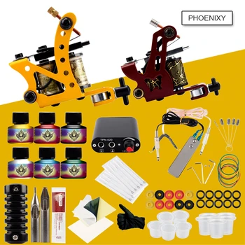Tattoo Kit Professional 6 Colors Tattoo Ink Sets 2 Machines Set Black Power Supply Needles Permanent Make Up Kit Set
Tattoo Kit Professional 6 Colors Tattoo Ink Sets 2 Machines Set Black Power Supply Needles Permanent Make Up Kit Set