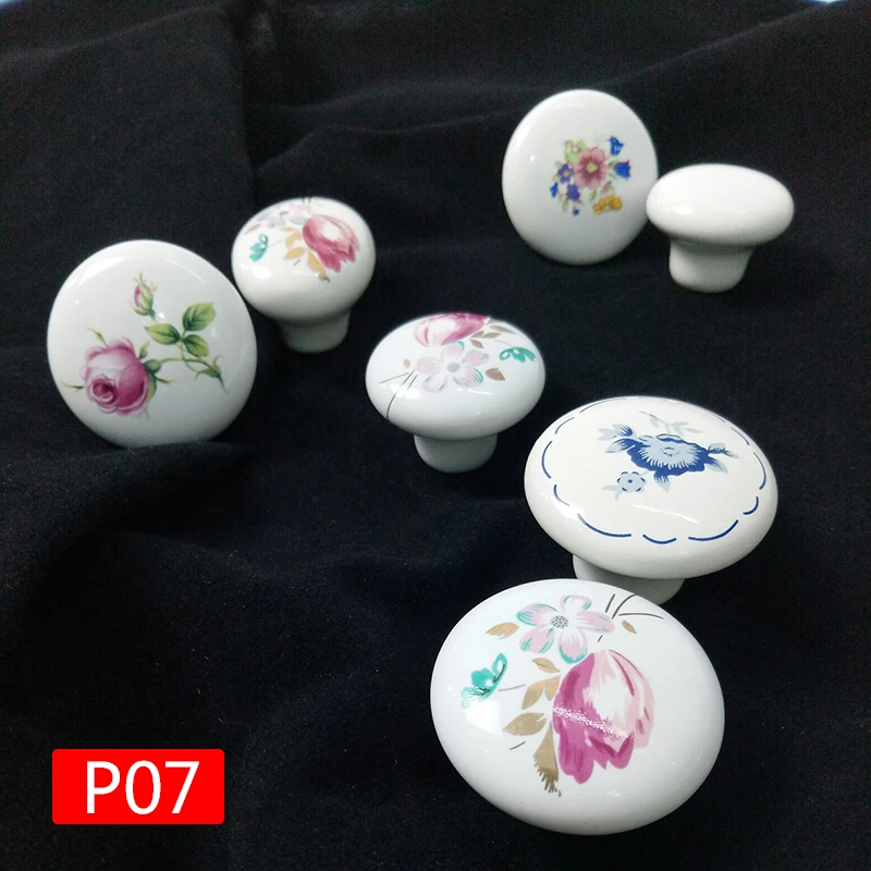 P07白色印花系列单孔陶瓷拉手=主图09