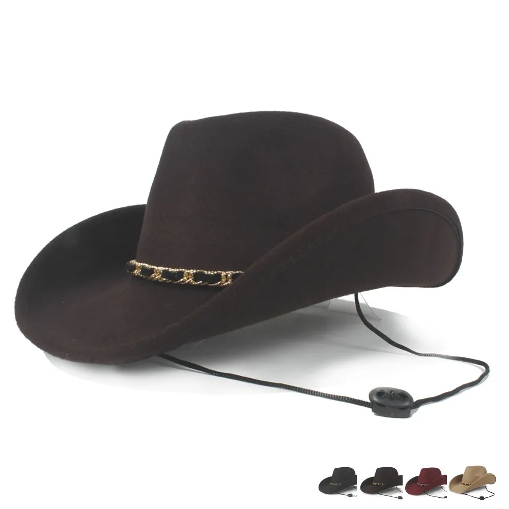 Wool Hollow Western Cowboy Hat For Women Men Outblack Fedora Sombrero Hombre Jazz Cap Wind Rope
Wool Hollow Western Cowboy Hat For Women Men Outblack Fedora Sombrero Hombre Jazz Cap Wind Rope