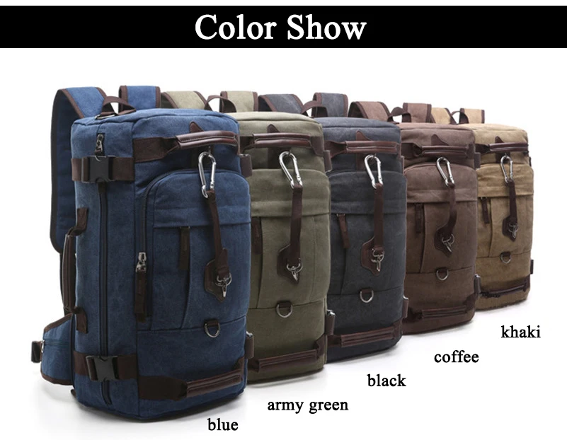 a rucksack in five different colors