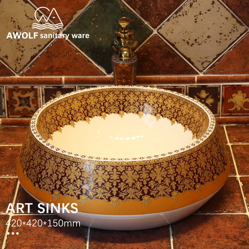 Bathroom Sinks Ceramic Vessel Art Washing Basin Bowl Mediterranean style Lavatory Sink For Bathroom Or Balcony Use AM844
Bathroom Sinks Ceramic Vessel Art Washing Basin Bowl Mediterranean style Lavatory Sink For Bathroom Or Balcony Use AM844