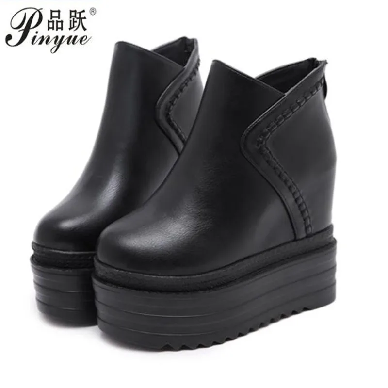 Woman Autumn Ankle Booties Shoes Platform Black High Heel Ladies Shoes Leather Shoes Rubber Sole Wedges Boots 2018 Spring 
Woman Autumn Ankle Booties Shoes Platform Black High Heel Ladies Shoes Leather Shoes Rubber Sole Wedges Boots 2018 Spring
