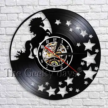 Unicorn Hanging Wall Clocks Modern Design Horse Vinyl Record Wall Clock Handmade Nursery Wall Decor For Children's Room
Unicorn Hanging Wall Clocks Modern Design Horse Vinyl Record Wall Clock Handmade Nursery Wall Decor For Children's Room