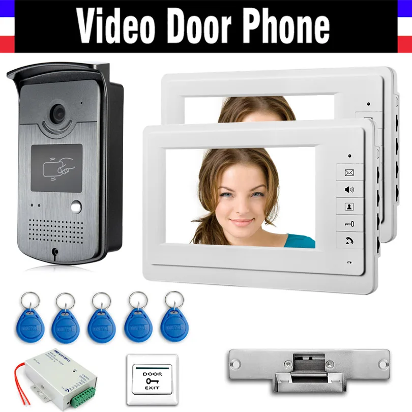 7" Color 2 PCS Screen Video Door Phone Intercom System + Electric Strike Lock + Power supply controller+ 5 PCS ID Keyfobs
7" Color 2 PCS Screen Video Door Phone Intercom System + Electric Strike Lock + Power supply controller+ 5 PCS ID Keyfobs