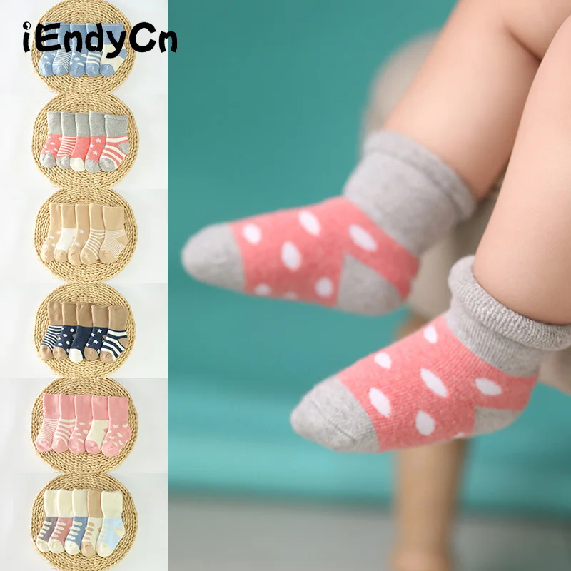 5 pair /lots Cotton boys and girls warm socks in the tube children 's wool ring cotton 0-3 years old baby GXJ162 | Детская одежда и