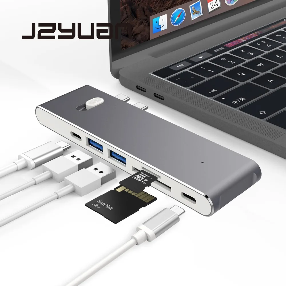JZYuan Thunderbolt 3 Adapter USB C HUB For MacBook Pro Dual USB-C HUB with HDMI 4K Card Reader USB 3.0 Type C HUB For DELL
JZYuan Thunderbolt 3 Adapter USB C HUB For MacBook Pro Dual USB-C HUB with HDMI 4K Card Reader USB 3.0 Type C HUB For DELL