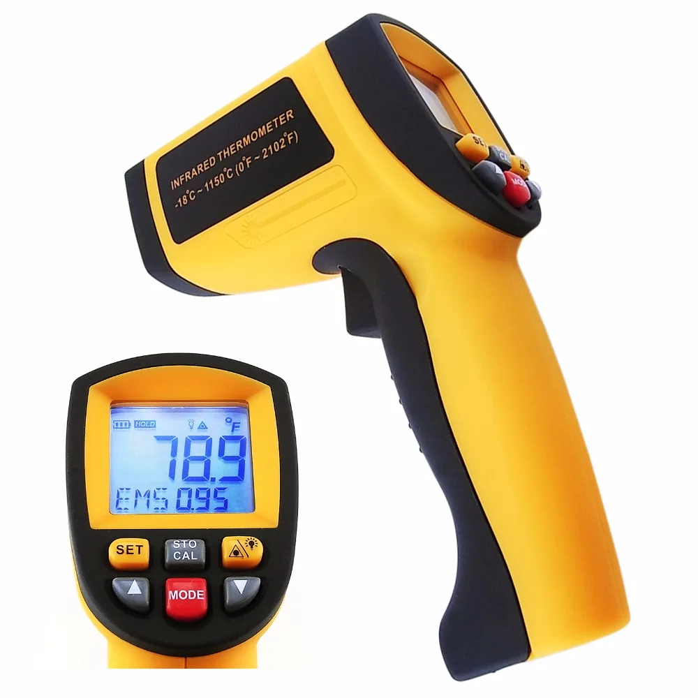 50:1 Infrared IR Laser Thermometer 1150 Degree Celsius Temperature with Memory and Alarm Function