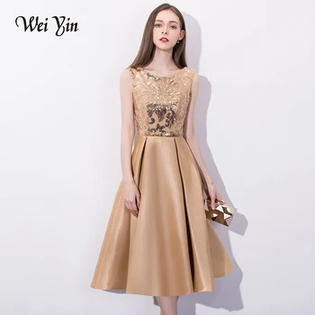 WEIYIN Simple Sleeveless Evening Dresses Banquet Elegant Gold Mid-length Satin with Sequined Party Gown Custom Formal Dress
WEIYIN Simple Sleeveless Evening Dresses Banquet Elegant Gold Mid-length Satin with Sequined Party Gown Custom Formal Dress