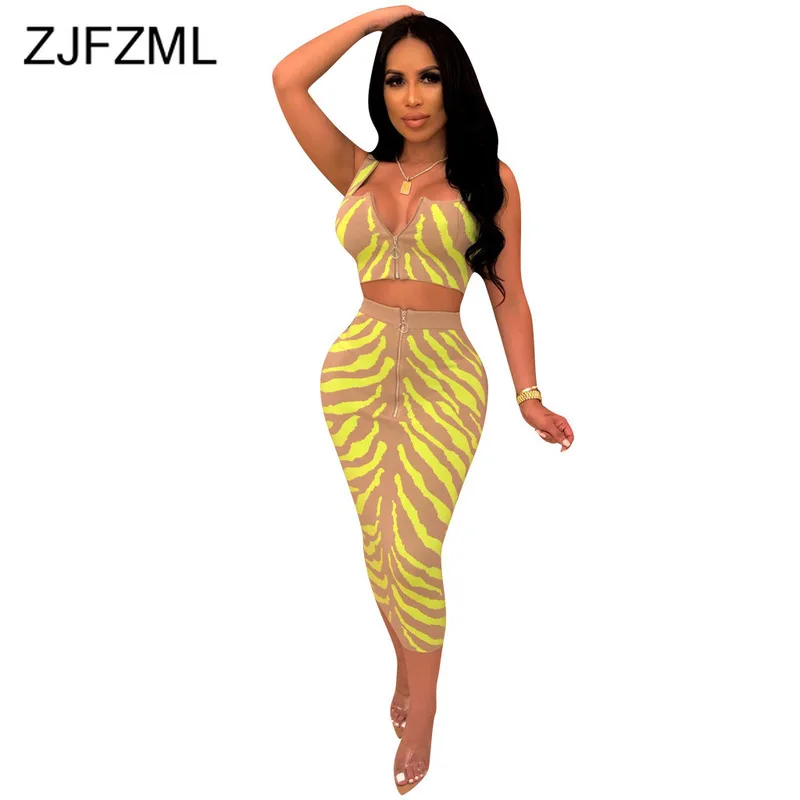 Stripe Print Sexy Two Piece Set Summer Clothes For Women Front Zipper Sleeveless Crop Top And Bodycon Mid-Calf Skirt Club Outfit
Stripe Print Sexy Two Piece Set Summer Clothes For Women Front Zipper Sleeveless Crop Top And Bodycon Mid-Calf Skirt Club Outfit