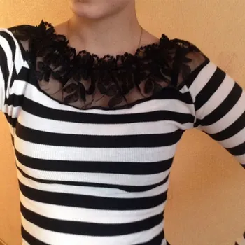 Good Quality Lady Lace Simple T Shirt Stripe Tees Plain Cotton Long Sleeve T-shirt Female Tops
Good Quality Lady Lace Simple T Shirt Stripe Tees Plain Cotton Long Sleeve T-shirt Female Tops
