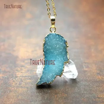 Lovely Peace Angel Wing Tiny Pendant Jewelry Natural Druzy Agates Wings Charm Chains Clavicle Necklace In 18 inch NM11192
Lovely Peace Angel Wing Tiny Pendant Jewelry Natural Druzy Agates Wings Charm Chains Clavicle Necklace In 18 inch NM11192