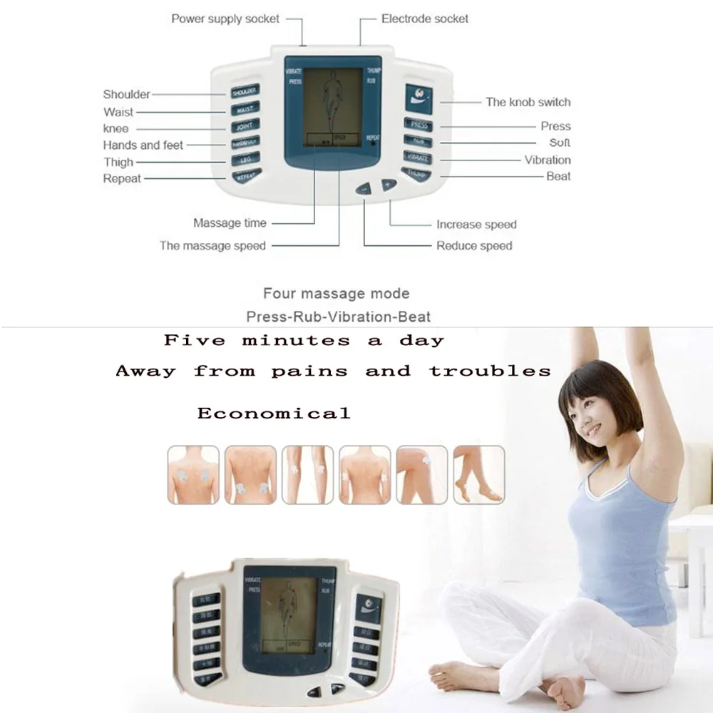 Whole Body Therapy Massager Tens Unit Machine Electronic Pulse Relax Muscle Stimulator + Foot Massage Slippers Box Packing Sadoun.com