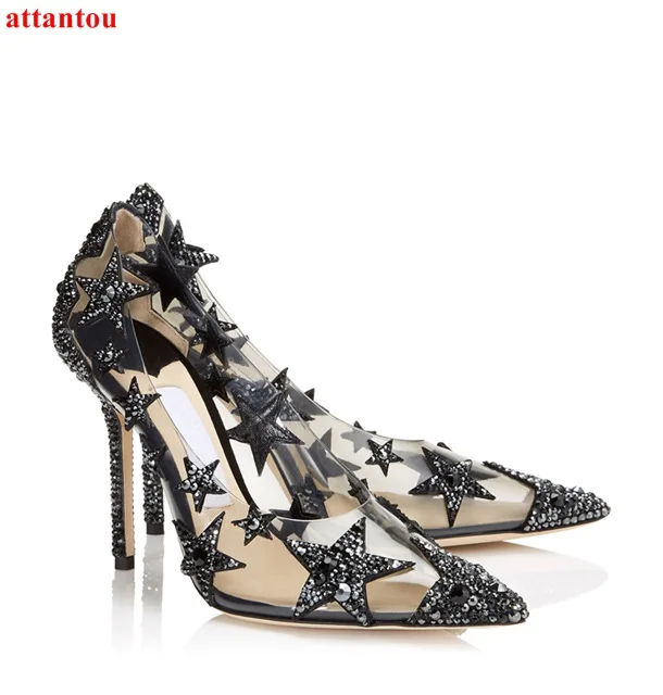 Luxury black woman shoes star rhinestone female drees shoes high heels pointed toe stiletto sexy pump slip-on single shoes
Luxury black woman shoes star rhinestone female drees shoes high heels pointed toe stiletto sexy pump slip-on single shoes