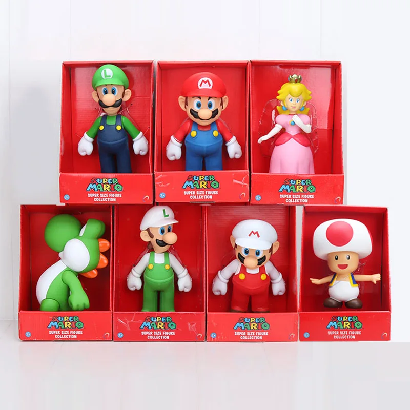 23cm Super Mario Bros Luigi Mario Yoshi toad Mushroom Mario peach princess PVC Action Figures toy
23cm Super Mario Bros Luigi Mario Yoshi toad Mushroom Mario peach princess PVC Action Figures toy