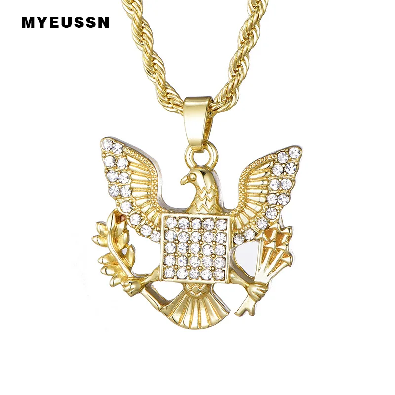 American Flag Eagle Pendant Necklace For Paved Full Bling Crystal Gold/Silver Charm Fashion Necklace With Chain Hip Hop Jewelry
American Flag Eagle Pendant Necklace For Paved Full Bling Crystal Gold/Silver Charm Fashion Necklace With Chain Hip Hop Jewelry
