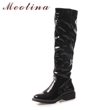 Meotina Patent Leather Winter Knee High Boots Women Boots Square Heel Pleated Boots Fashion Female Tall Shoes Black Size 42 43
Meotina Patent Leather Winter Knee High Boots Women Boots Square Heel Pleated Boots Fashion Female Tall Shoes Black Size 42 43