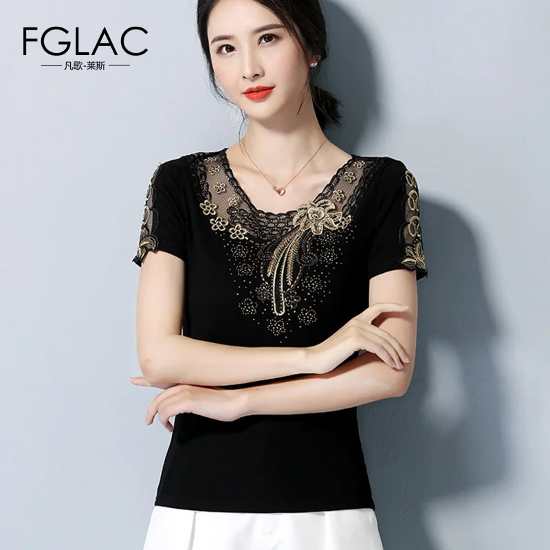 New Arrivals 2019 Summer short sleeve mesh tops Elegant Slim hollow out Diamond blouse shirt plus size women tops and blusas
New Arrivals 2019 Summer short sleeve mesh tops Elegant Slim hollow out Diamond blouse shirt plus size women tops and blusas