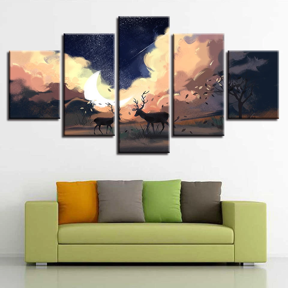 Modular Frameworks For Paintings 5 Panel Animal Deer Moon Night Landscape Canvas Wall Art Pictures Artwork Print Home Decoration
Modular Frameworks For Paintings 5 Panel Animal Deer Moon Night Landscape Canvas Wall Art Pictures Artwork Print Home Decoration