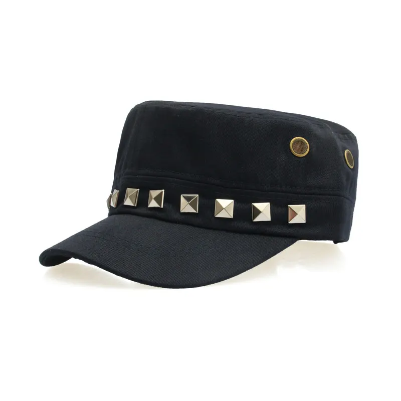 Solid Adjustable Flat Top Army Hat Men's Snapback Baseball Cap with Rivet, Black Navy Beige Dark Green
Solid Adjustable Flat Top Army Hat Men's Snapback Baseball Cap with Rivet, Black Navy Beige Dark Green