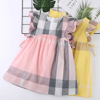 Girl's O-neck Sleeveless Petal Sleeve Pink Plaids Side Strap A-line Dresses Princess Girl's A-line Spring Summer Dresses
Girl's O-neck Sleeveless Petal Sleeve Pink Plaids Side Strap A-line Dresses Princess Girl's A-line Spring Summer Dresses