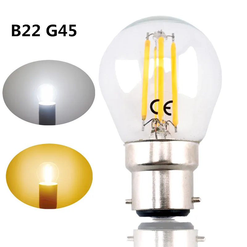 B22 G45 Led Filament Bayonet Light Bulb 4w 220v Led G45 B22