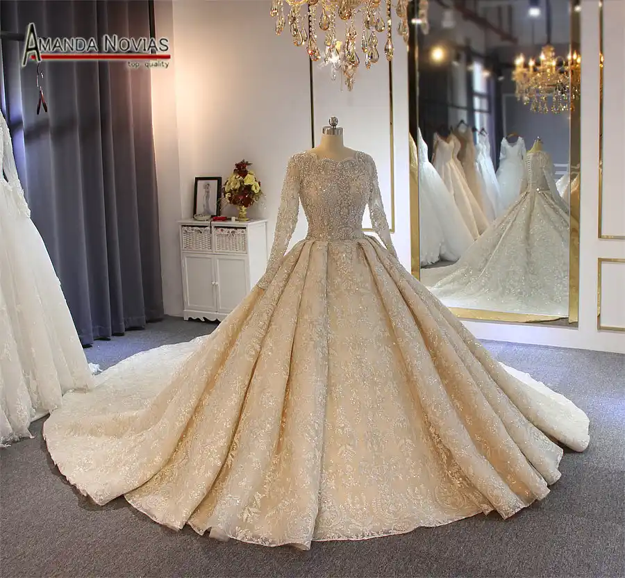Vestido De Novia 2020 Vestido De Novia Brillante De Lujo Con Cuentas De Encaje Completo Aliexpress