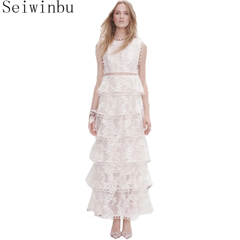 Seiwinbu Self Portrait Summer Women Lace Embroidery Hollow out Cake Dresses Female Sleeveless High Waist Clothes Cute Korean
Seiwinbu Self Portrait Summer Women Lace Embroidery Hollow out Cake Dresses Female Sleeveless High Waist Clothes Cute Korean