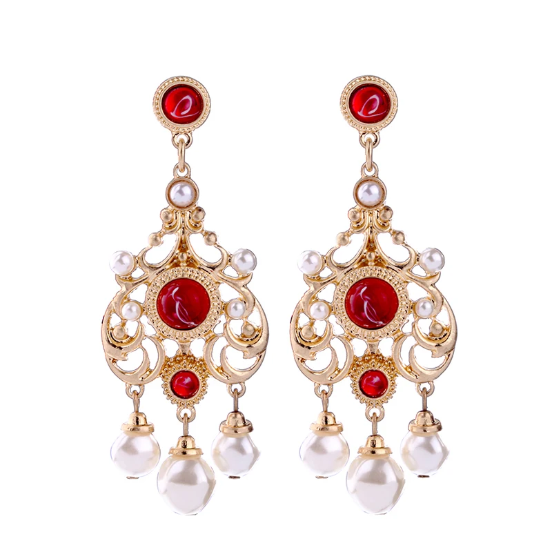 Simulated Pearl Dangling Patterned Red Hanging Earrings Indian Jewelry 2017 Classic Hollowed Chanderlier Earrings
Simulated Pearl Dangling Patterned Red Hanging Earrings Indian Jewelry 2017 Classic Hollowed Chanderlier Earrings