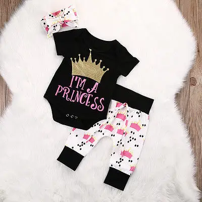 3pcs crown baby clothes set Infant Toddler Kids Baby Girls Crown short sleeve Rompers+Pants Leggings Outfits Set
3pcs crown baby clothes set Infant Toddler Kids Baby Girls Crown short sleeve Rompers+Pants Leggings Outfits Set