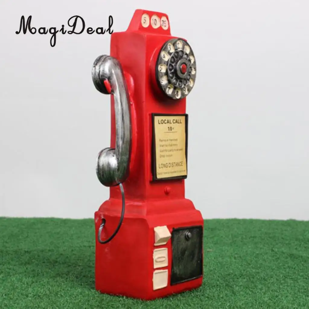 Vintage Rotary Phone Piggy Bank Home Office Desk Display Resin Crafts Tabletop Centerpieces Collectible Figurines Ornaments Gift