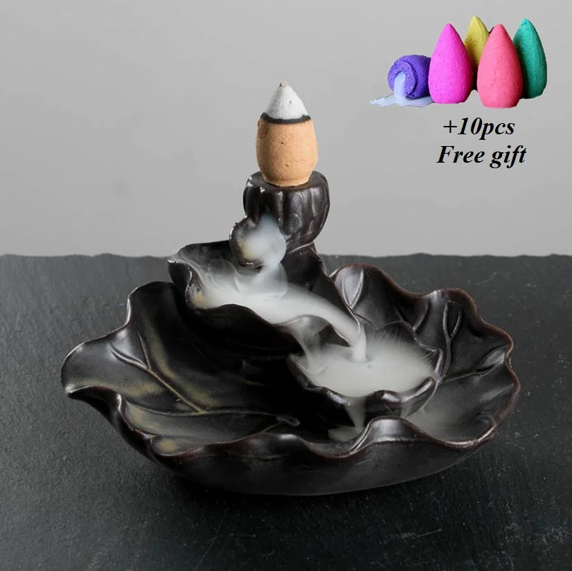 Lotus Leaf Ceramic Home Incense Burner Lotus Backflow Incense Censer Home Teahouse Office Decoration
Lotus Leaf Ceramic Home Incense Burner Lotus Backflow Incense Censer Home Teahouse Office Decoration