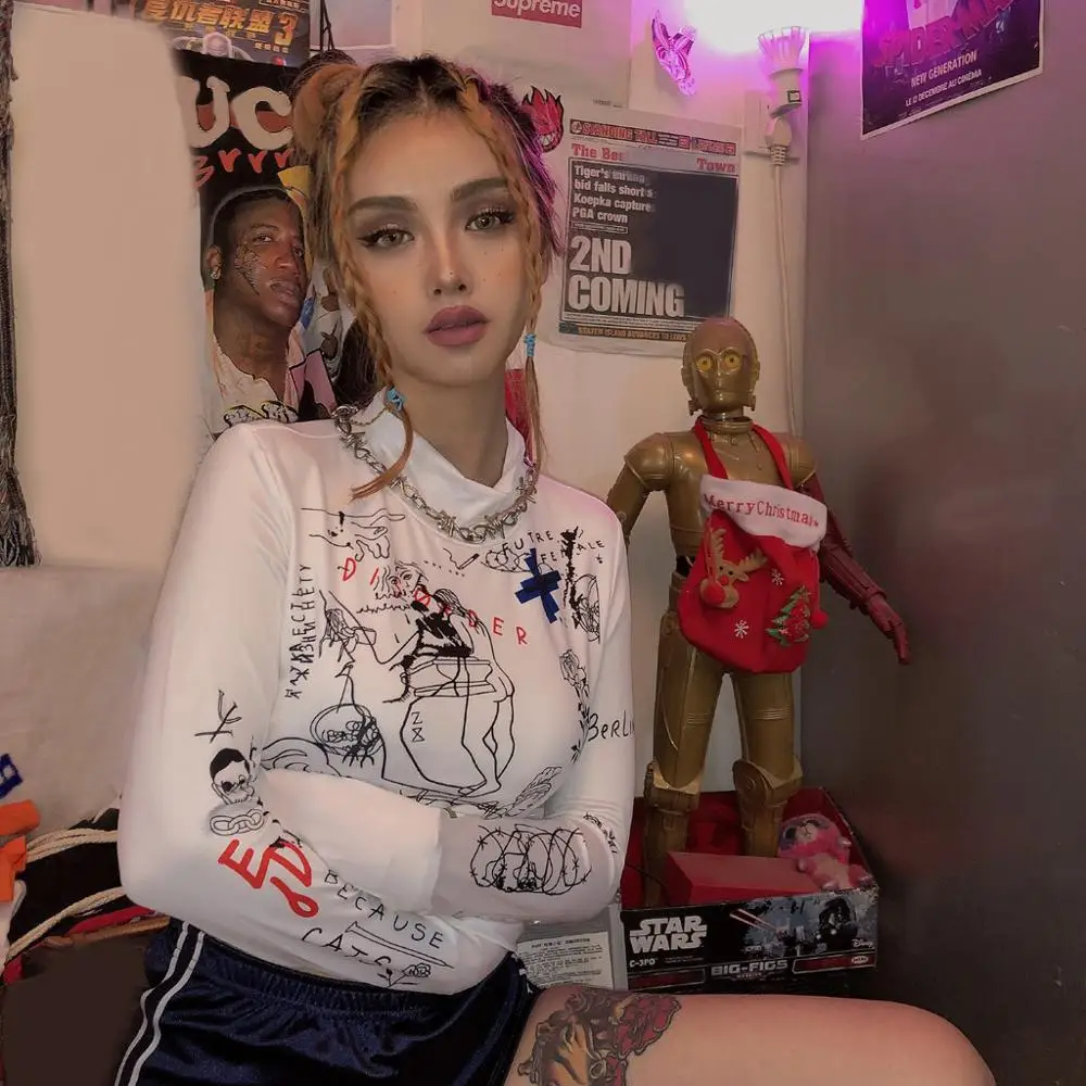 Women Long Sleeve O-Neck Sexy Print Letter Fashion Tightness Top NEW HOT 2019 fashion white t shirt cropped street wear tees
Women Long Sleeve O-Neck Sexy Print Letter Fashion Tightness Top NEW HOT 2019 fashion white t shirt cropped street wear tees