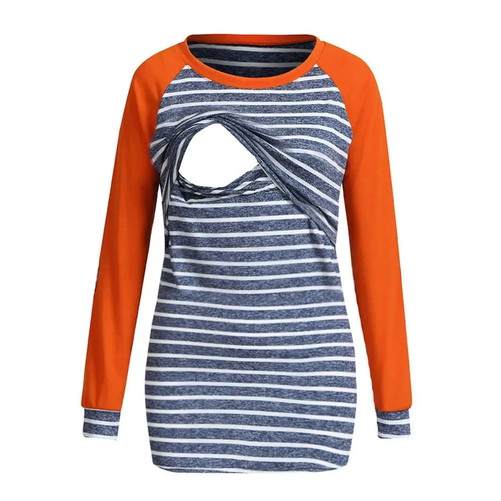 Spring and autumn long-sleeve color matching striped T-shirt pregnant women breastfeeding shirt round neck pregnancy T-shirt
Spring and autumn long-sleeve color matching striped T-shirt pregnant women breastfeeding shirt round neck pregnancy T-shirt