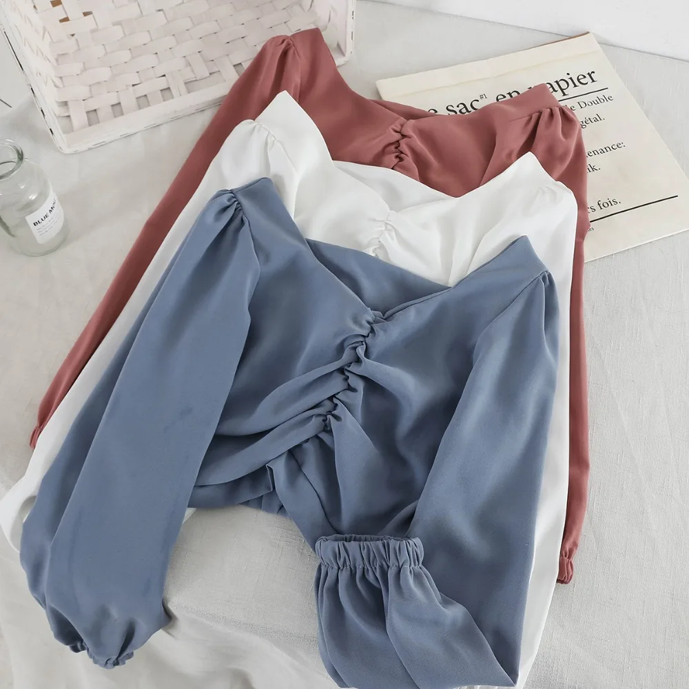 2019 Women Summer V-Neck Lantern Puff Sleeve Ruffles Shirt New Casual Short Elastic Slim High Waist Pullover Chiffon Blouse Tops
2019 Women Summer V-Neck Lantern Puff Sleeve Ruffles Shirt New Casual Short Elastic Slim High Waist Pullover Chiffon Blouse Tops