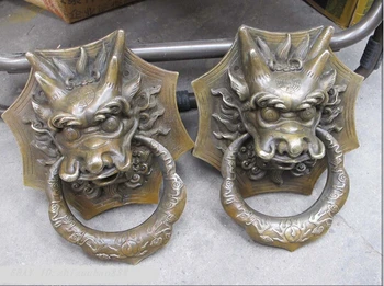 WBY---510+++10"Feng shui china folk bronze Dragon head knocker Knock door ring statue Pair
WBY---510+++10"Feng shui china folk bronze Dragon head knocker Knock door ring statue Pair