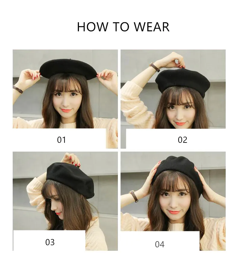 COKK Wool Beret Female Winter Hats For Women Flat Cap Knit 100% Cashmere Hats Lady Girl Berets Hat Female Bone Tocas Painter Hat 28