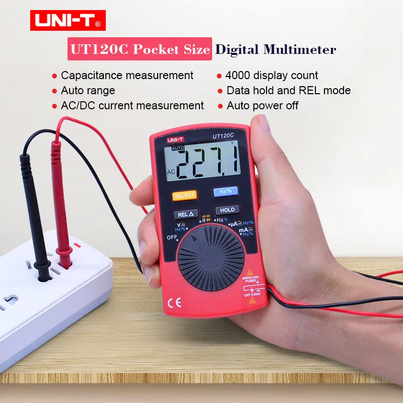 Mini Digital Multimeter UNI-T UT120C LCD Pocket Size Auto Range AC DC voltmeter Ammeter ohmmeter Frequency Capacitance meter
Mini Digital Multimeter UNI-T UT120C LCD Pocket Size Auto Range AC DC voltmeter Ammeter ohmmeter Frequency Capacitance meter