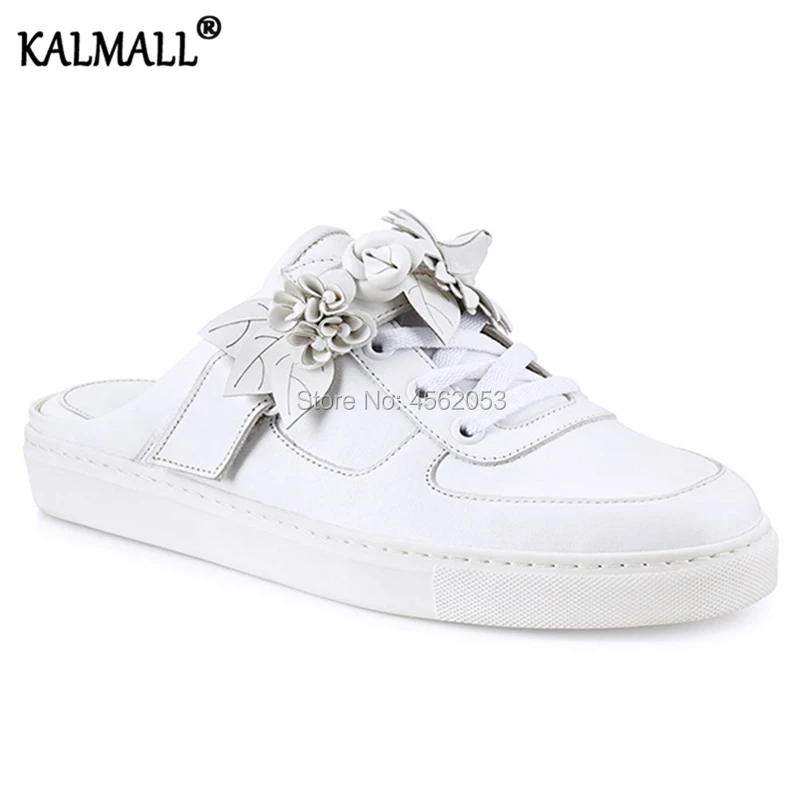 KALMALL Spring Summer Cross-tied White Leather Casual Shoes Slip On Flower Mules Flat Platform Slippers Fashion Women Half Shoes
KALMALL Spring Summer Cross-tied White Leather Casual Shoes Slip On Flower Mules Flat Platform Slippers Fashion Women Half Shoes