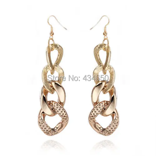 Copper Coated Plastic Drop Women Earrings with Aluminum brass earring hook gold color plated nickel 90x25mm Sold By Pair | Украшения и