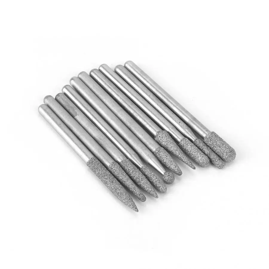 10Pcs 3mm Shank Diamond Grinding Head Engraving Polishing Bur Tool Accessories for Carving Stone and Jade Carving
10Pcs 3mm Shank Diamond Grinding Head Engraving Polishing Bur Tool Accessories for Carving Stone and Jade Carving