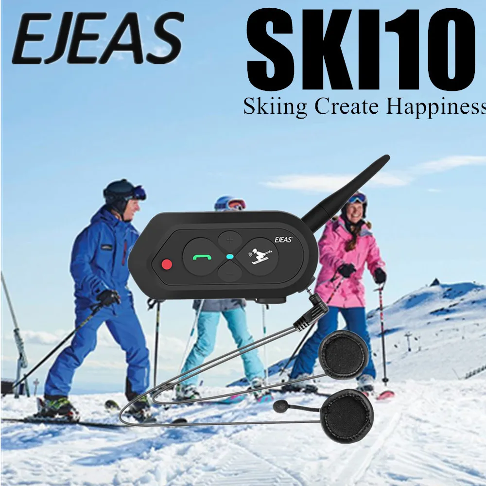 SKI10 Intercom Professional Bluetooth Helmet Headset Auto Reconnection Noise Reduction Intercommunicador for 2 Skiers IP65 MP3
SKI10 Intercom Professional Bluetooth Helmet Headset Auto Reconnection Noise Reduction Intercommunicador for 2 Skiers IP65 MP3