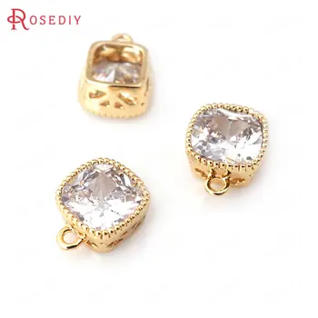 6PCS 6MM 7MM 8MM 24K Champagne Gold Color Brass with Zircon Rounded Square Charms Pendants High Quality Jewelry Accessories
6PCS 6MM 7MM 8MM 24K Champagne Gold Color Brass with Zircon Rounded Square Charms Pendants High Quality Jewelry Accessories