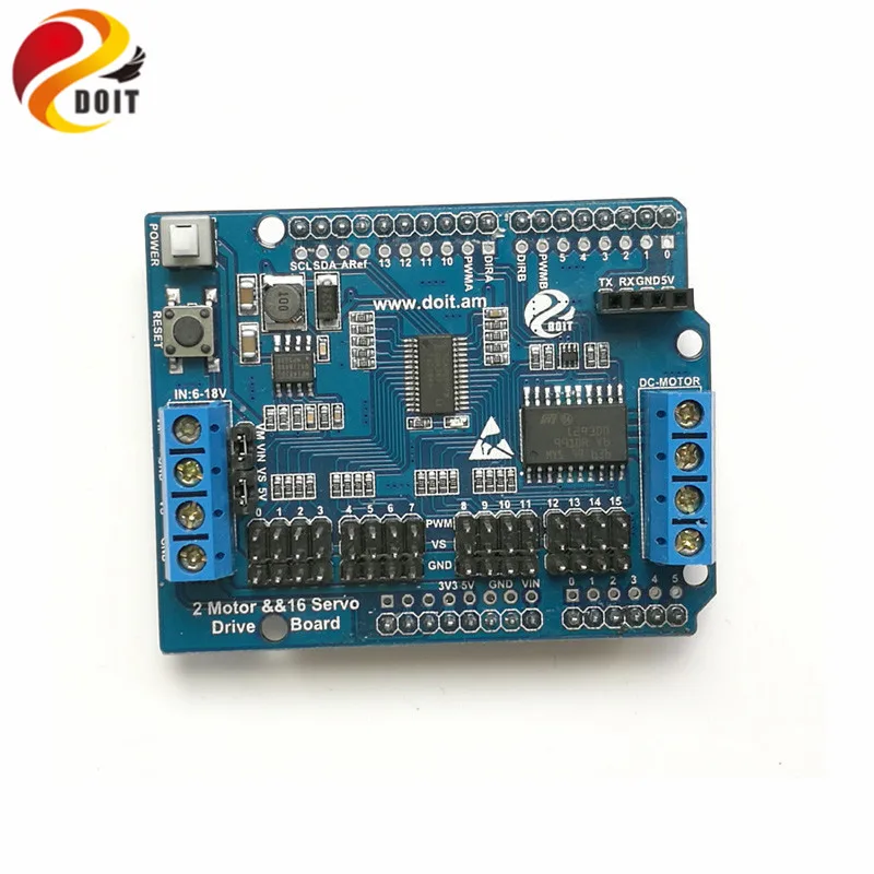 Original DOIT 2-Way Motor & 16-Way Servo Shield motor extension Board for Mobile Robot Arm tank car toy
Original DOIT 2-Way Motor & 16-Way Servo Shield motor extension Board for Mobile Robot Arm tank car toy