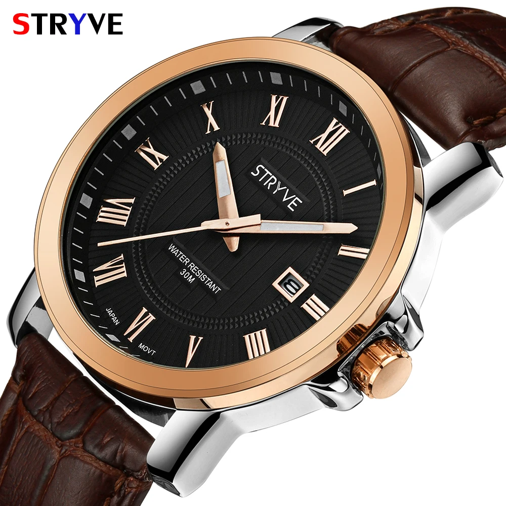 3ATM Waterproof Men's Quartz Analog Clock Watches Brand Stryve Japan Movement Genuine Leather Watches Reloj Male Fashion Watches
3ATM Waterproof Men's Quartz Analog Clock Watches Brand Stryve Japan Movement Genuine Leather Watches Reloj Male Fashion Watches