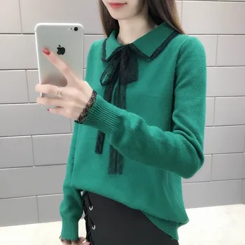 Spring Autumn New Women Sweater Pullover Knitted Plus Size Loose Long-sleeve Lace collar Sweater Women Casual Jumpers Ladies Top
Spring Autumn New Women Sweater Pullover Knitted Plus Size Loose Long-sleeve Lace collar Sweater Women Casual Jumpers Ladies Top