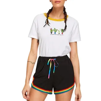 Women Casual Stretch Trousers Elastic High Waist Loose Color Stripe Stitching Lace Shorts
Women Casual Stretch Trousers Elastic High Waist Loose Color Stripe Stitching Lace Shorts