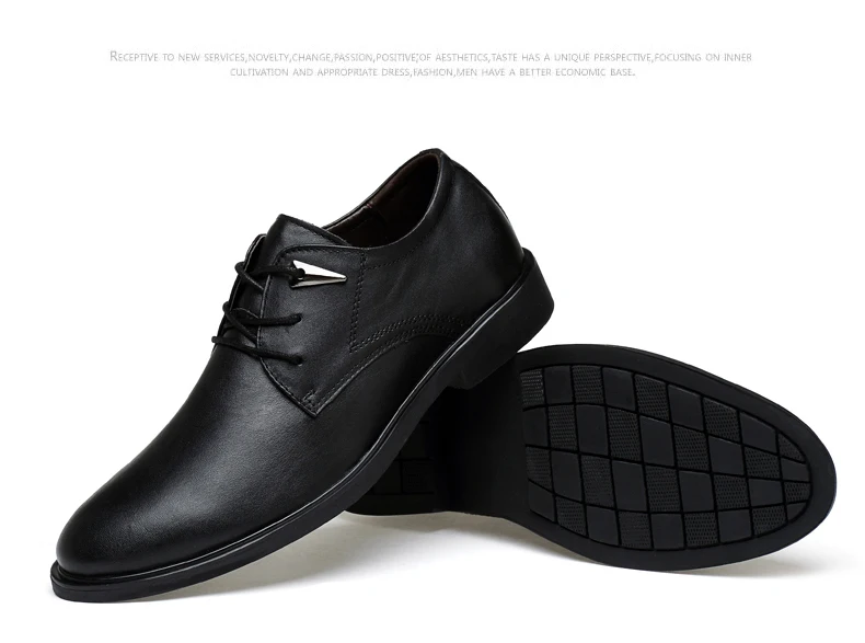 MVVT Plus Size Genuine Leather Dress Shoes Fashion Pointed Toe Men Oxfords High Quality Men Shoes Solid Men Flats Shoes 38