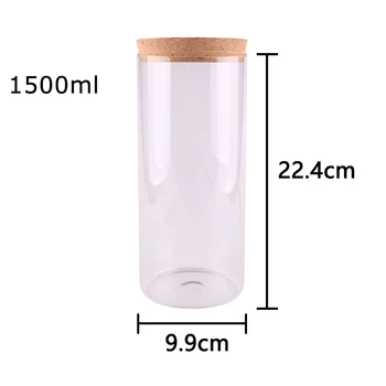 1500ml Kitchen Food Candy Nuts Transparent Glass Storage Bottle Terrarium Can Jar with Cork Stopper 9.9*22.4cm
1500ml Kitchen Food Candy Nuts Transparent Glass Storage Bottle Terrarium Can Jar with Cork Stopper 9.9*22.4cm
