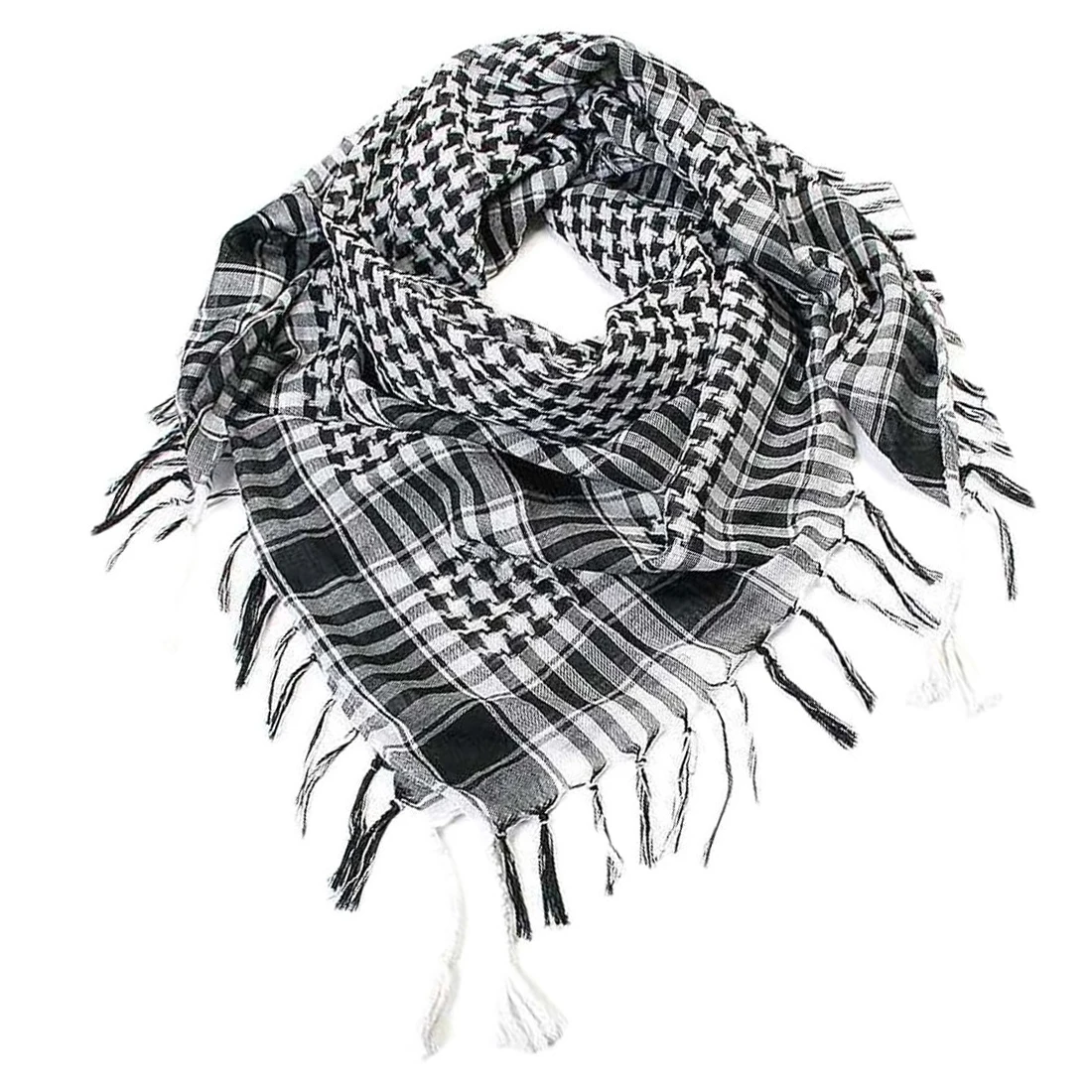 

New Arab Military Tactical Scarf Hijab Shawl Kafiya Wrap Hot Grid Scarves For Female Male Gifts Fringed Houndstooth Square Scarf